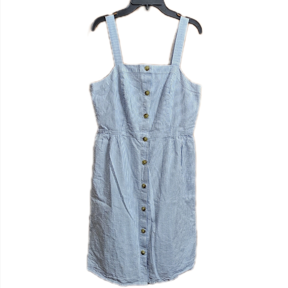 J. CREW Womens Striped Buttoned Cotton Mini Dress Size 2 Blue White NWOT